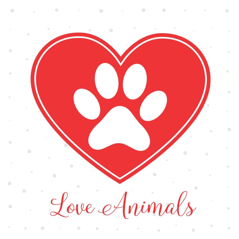 love animals concept with heart and paw print vector