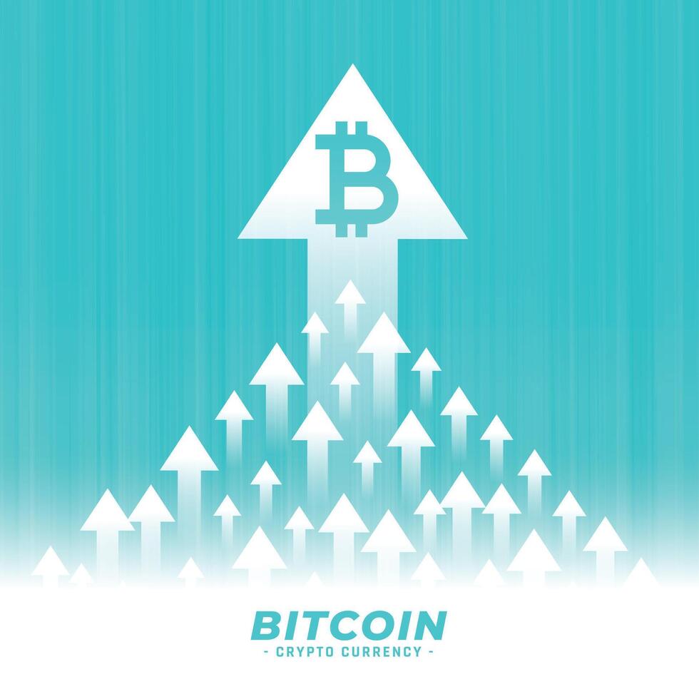 upward growth of bitcoin concept design with arrow vector