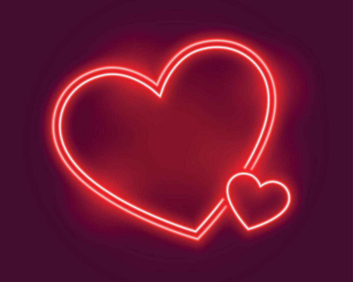 glowing neon hearts greeting for valentines day vector