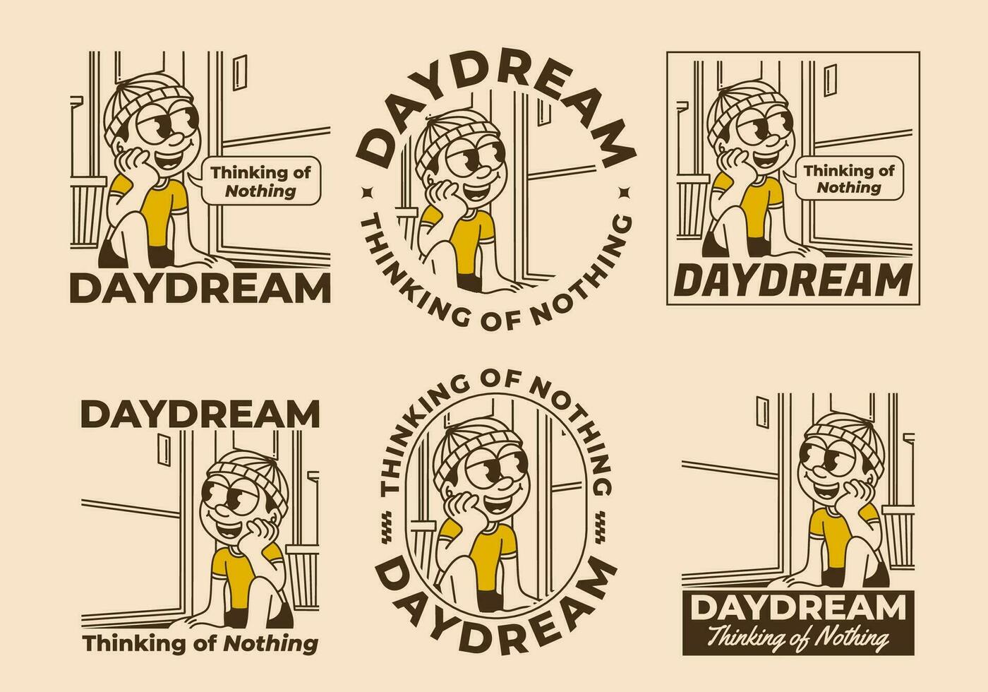 Daydream, thinking of nothing. a boy wearing a beanie was daydreaming by the window vector