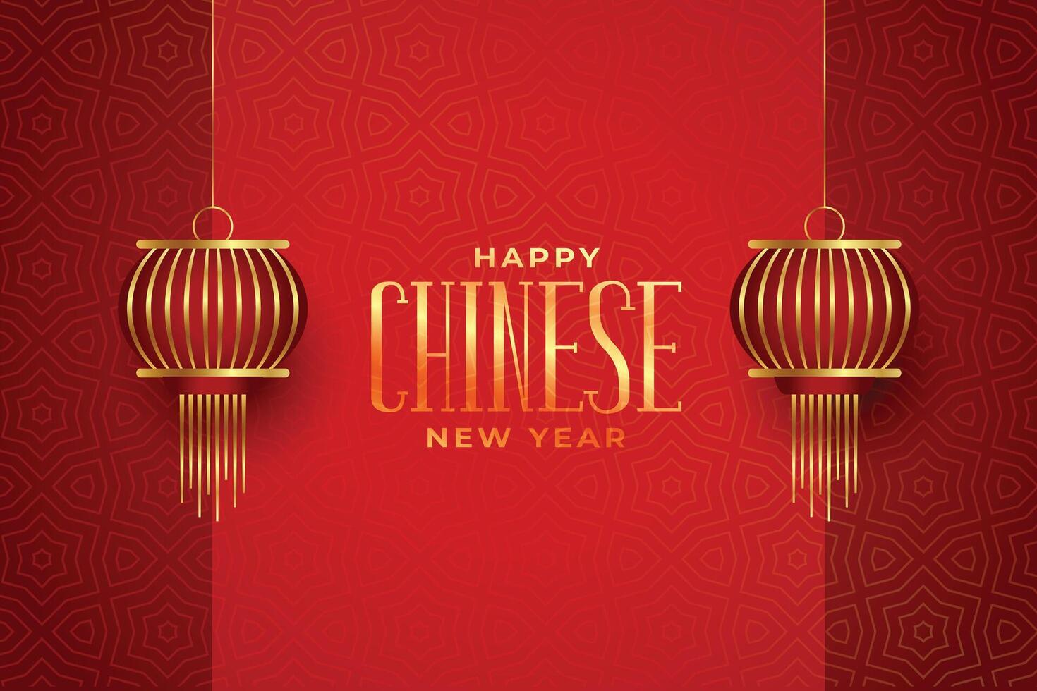 Happy chinese new year  with lanterns on red background vector