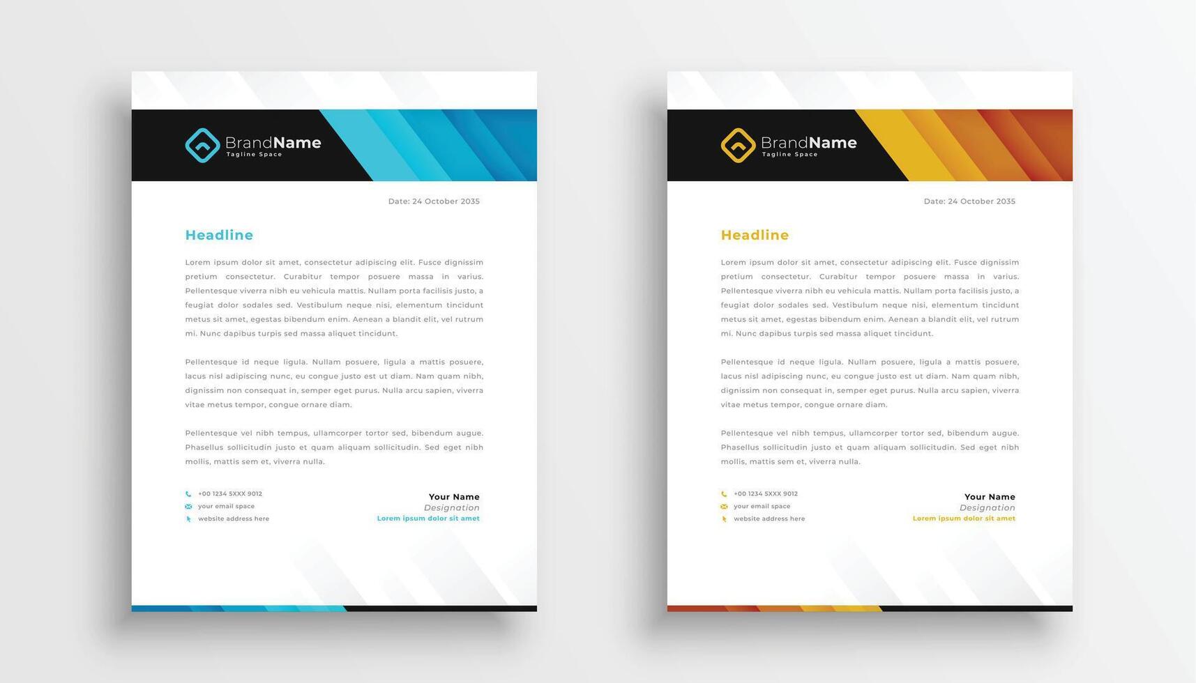 stylish business letterhead templates set of two vector