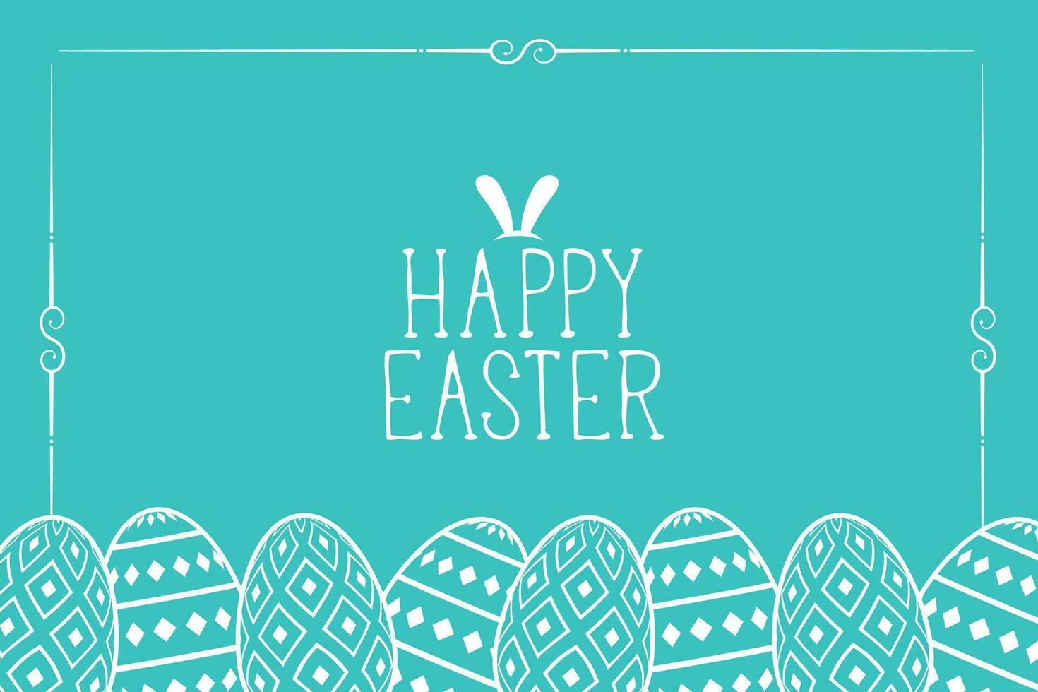 flat easter day card with decorative eggs design vector