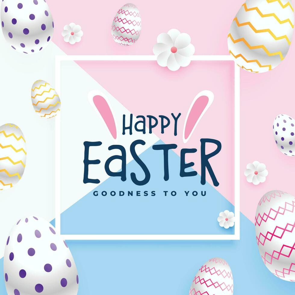 happy easter greeting card in pastel colors vector