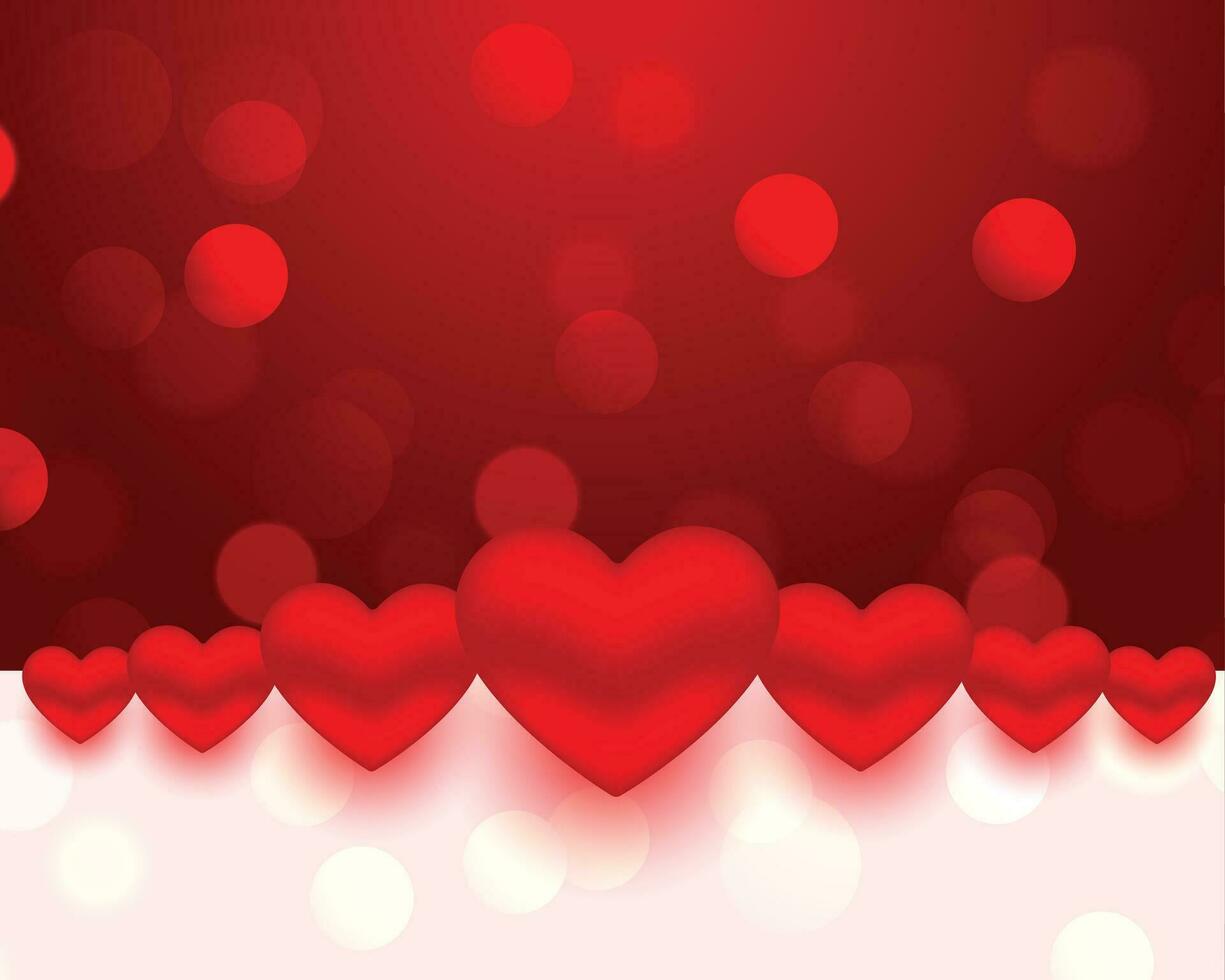 realista estilo san valentin día corazones tarjeta diseño vector
