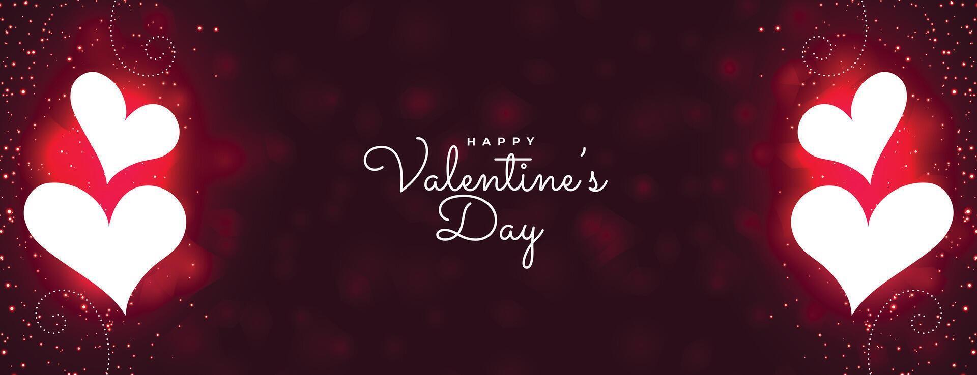 happy valentines day glowing sparkles banner design vector