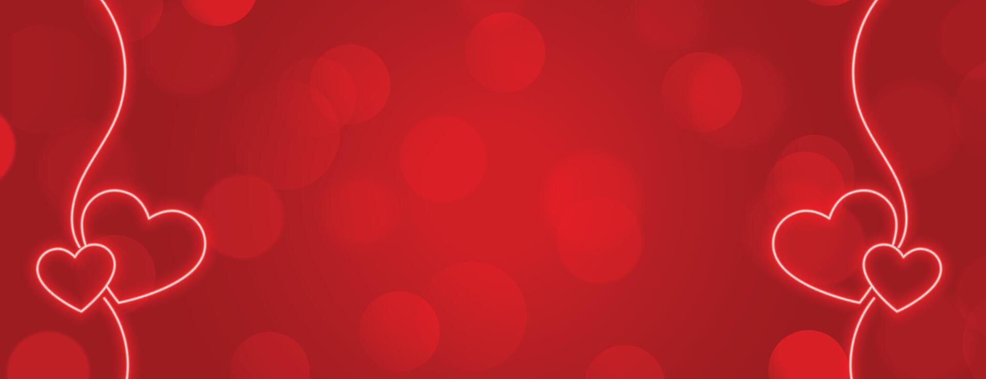rojo bandera diseño con neón corazones decoración vector