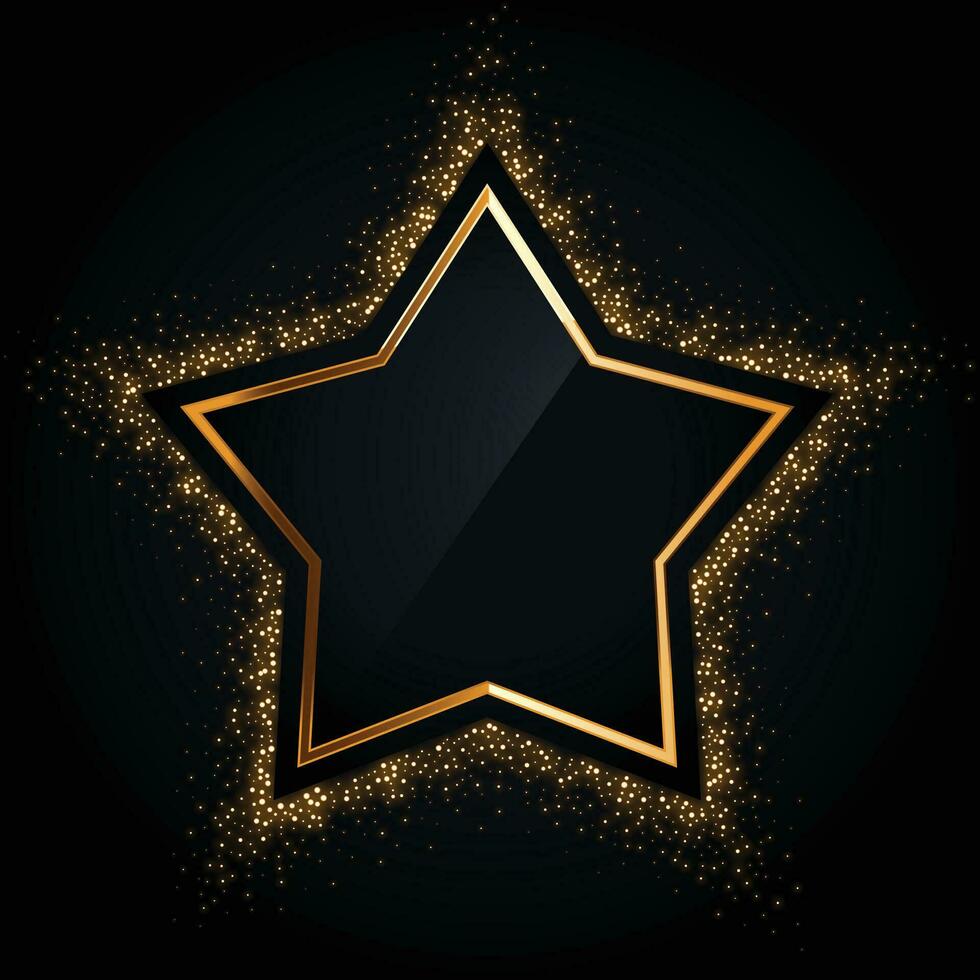 golden star frame with golden glitter vector