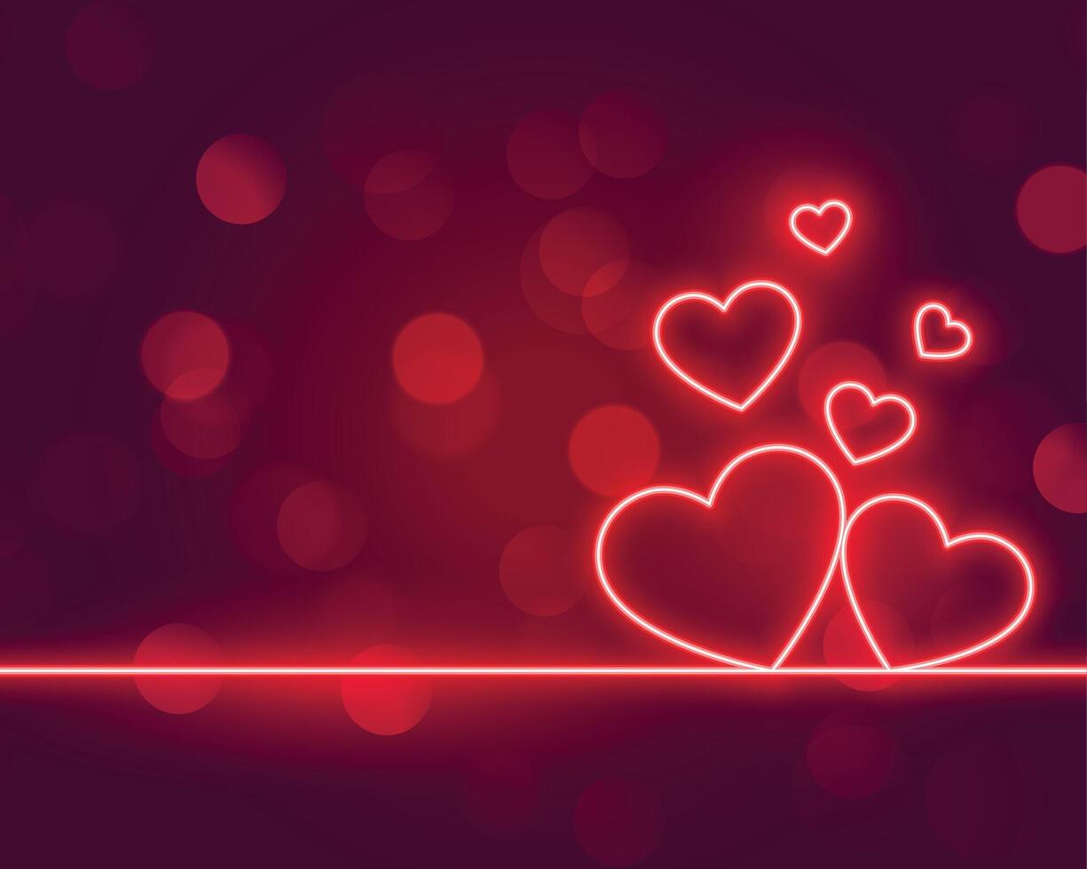 neon hearts love valentines day background design vector