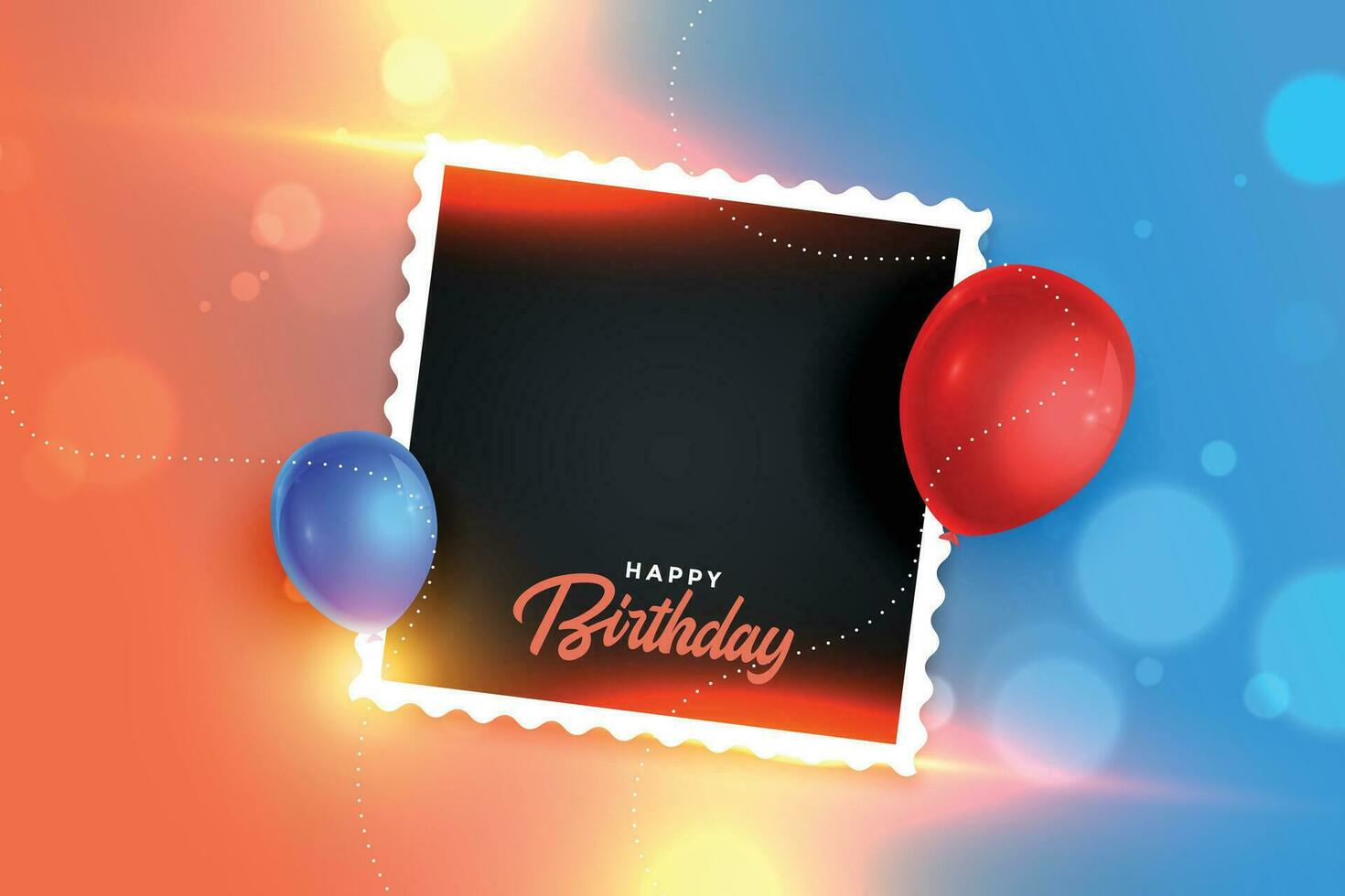 beautiful birthday photo frame banner with balloons vector