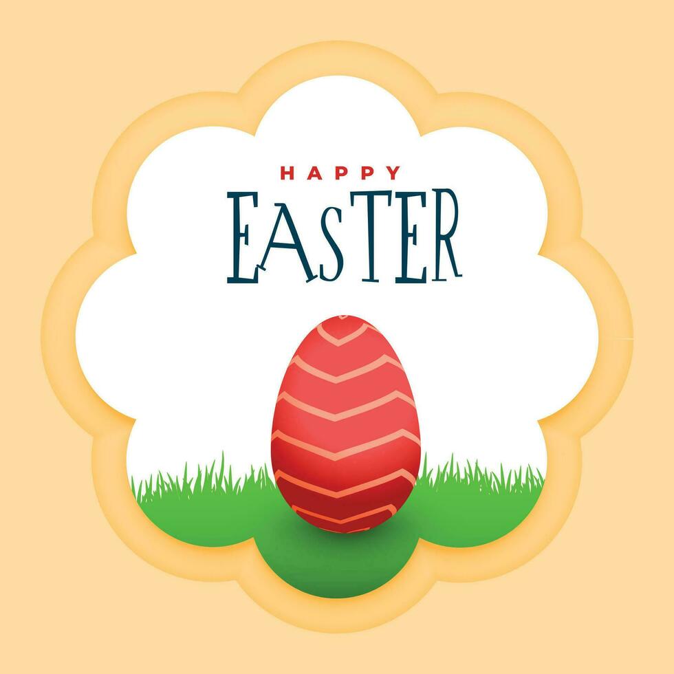 happy easter day card with eggs and grass vector