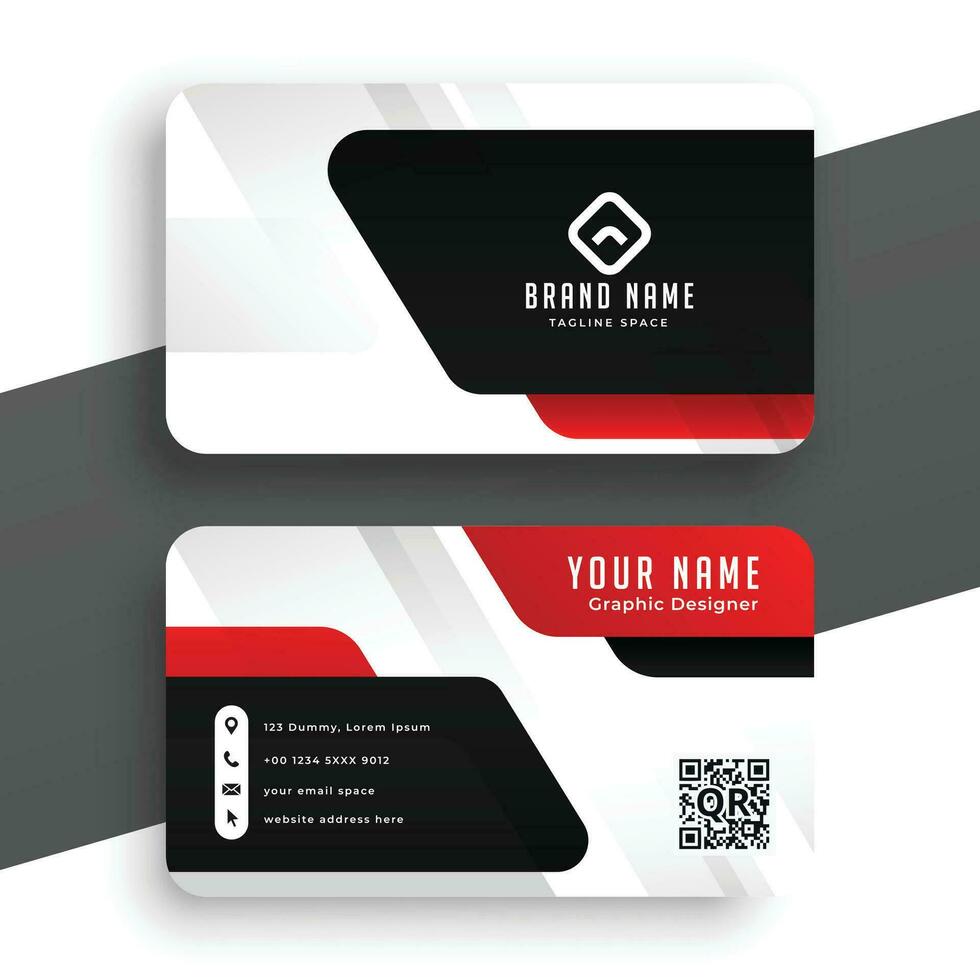 modern business card design in red black and white color vector