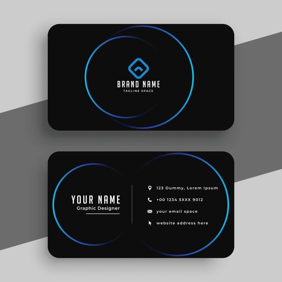 black and blue minimal business card template vector