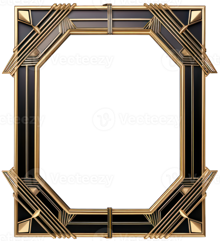 AI generated Art deco photo frame mockup png