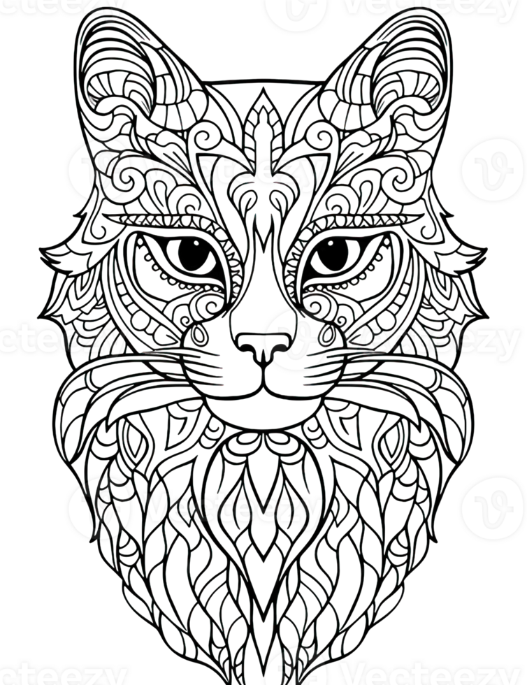 AI generated a cat head with intricate patterns on it png