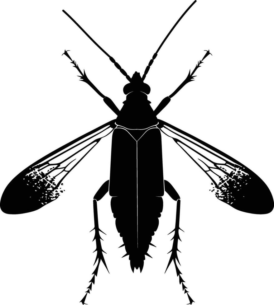 AI generated Silhouette insect or bug full body black color only vector