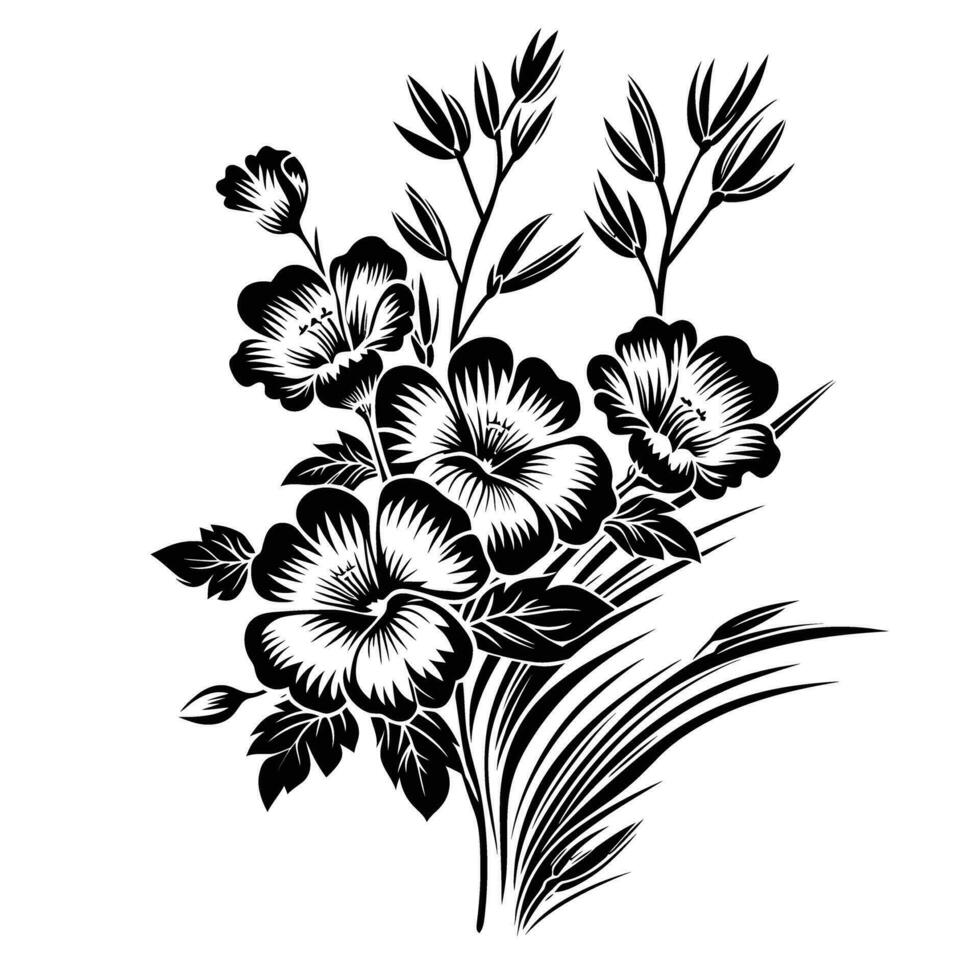 ai generado silueta flor ramo de flores negro color solamente vector
