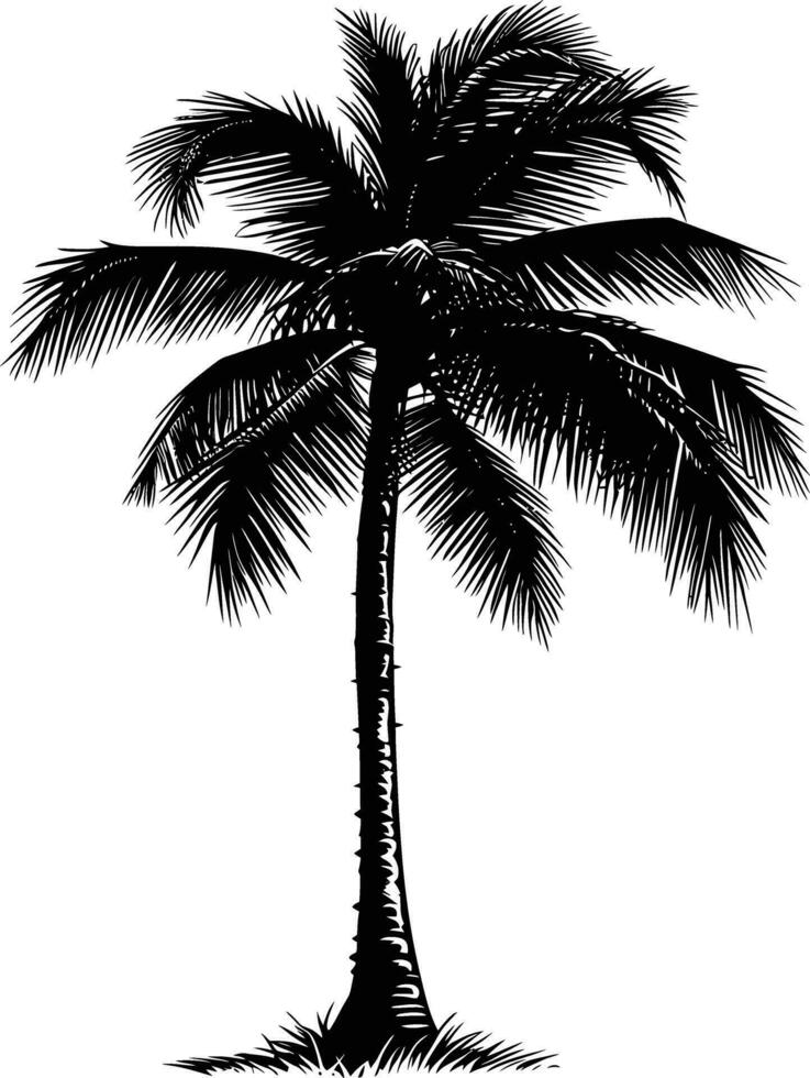 AI generated silhouette coconut tree black color only vector