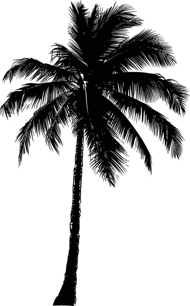 AI generated silhouette coconut tree black color only vector