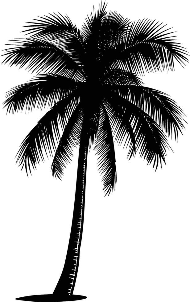 AI generated silhouette coconut tree black color only vector