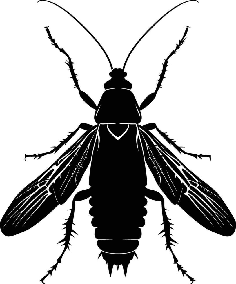 AI generated Silhouette insect or bug full body black color only vector