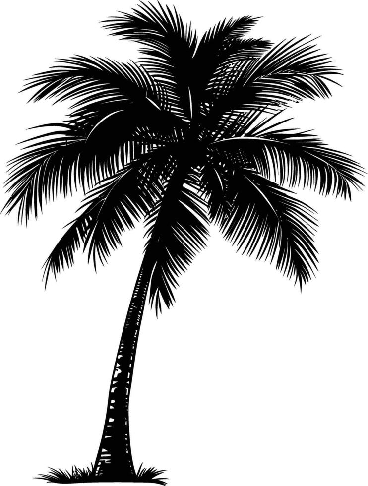AI generated silhouette coconut tree black color only vector