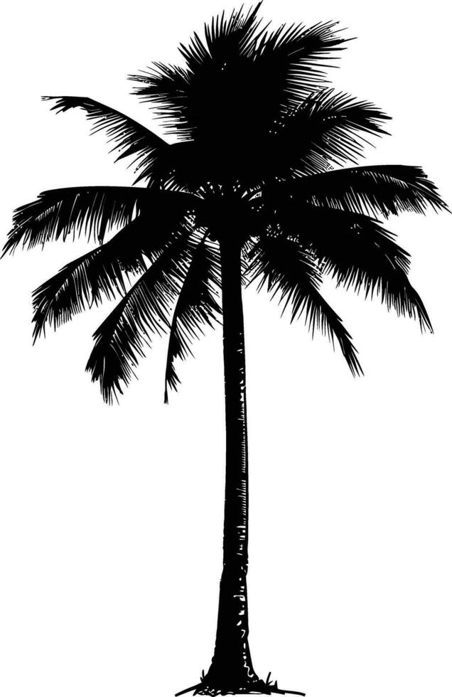 AI generated silhouette coconut tree black color only vector