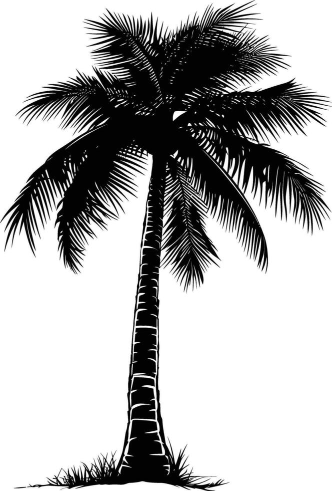 AI generated silhouette coconut tree black color only vector