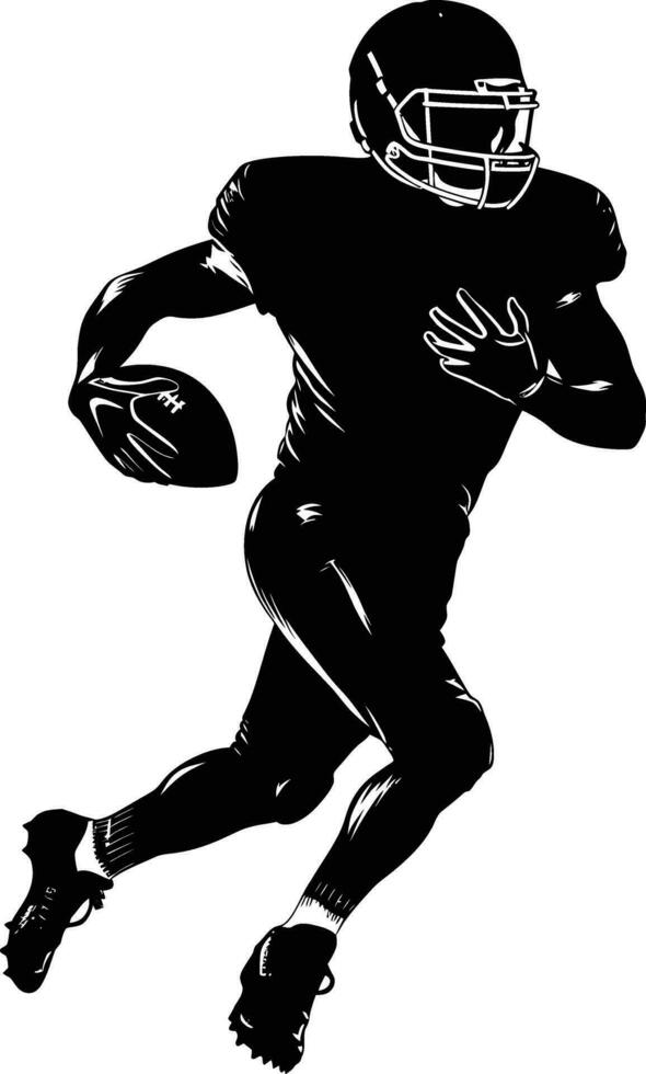 AI generated Silhouette american football player full body black color only vector