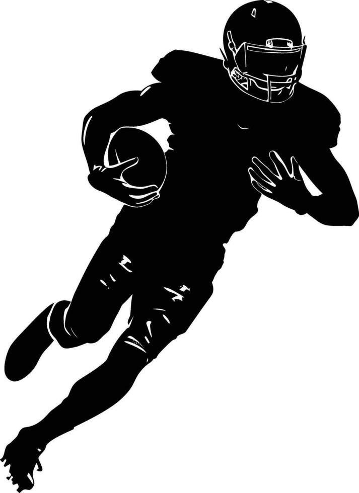 AI generated Silhouette american football player full body black color only vector