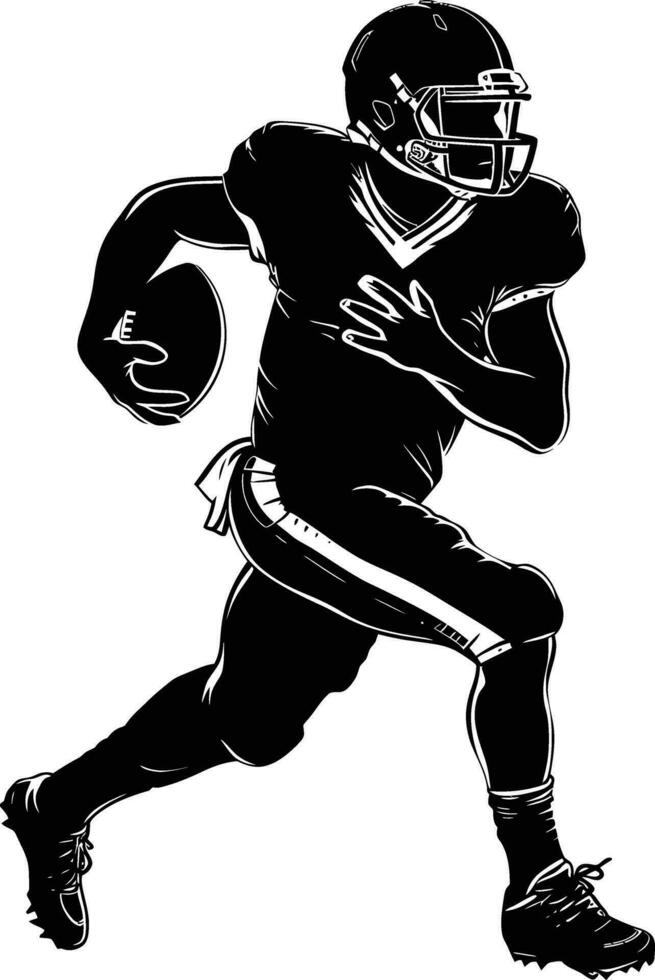 AI generated Silhouette american football player full body black color only vector