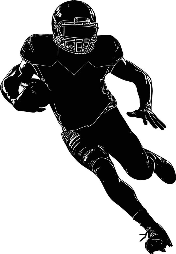AI generated Silhouette american football player full body black color only vector