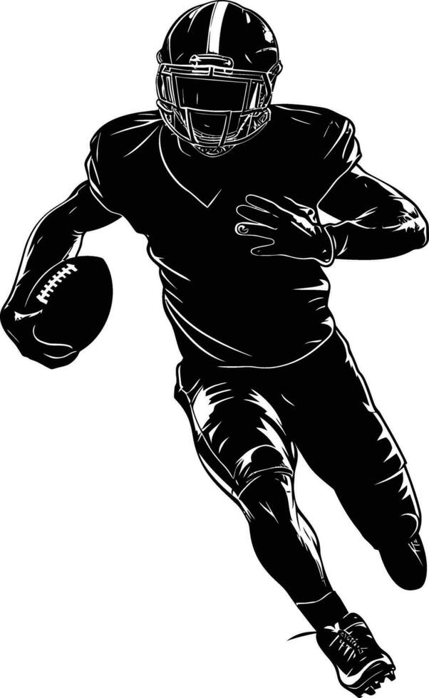 AI generated Silhouette american football player full body black color only vector