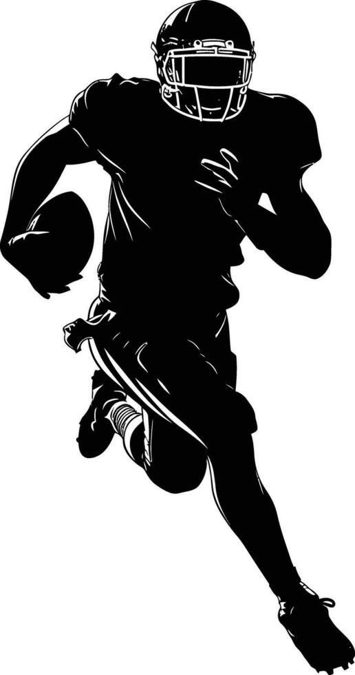 AI generated Silhouette american football player full body black color only vector