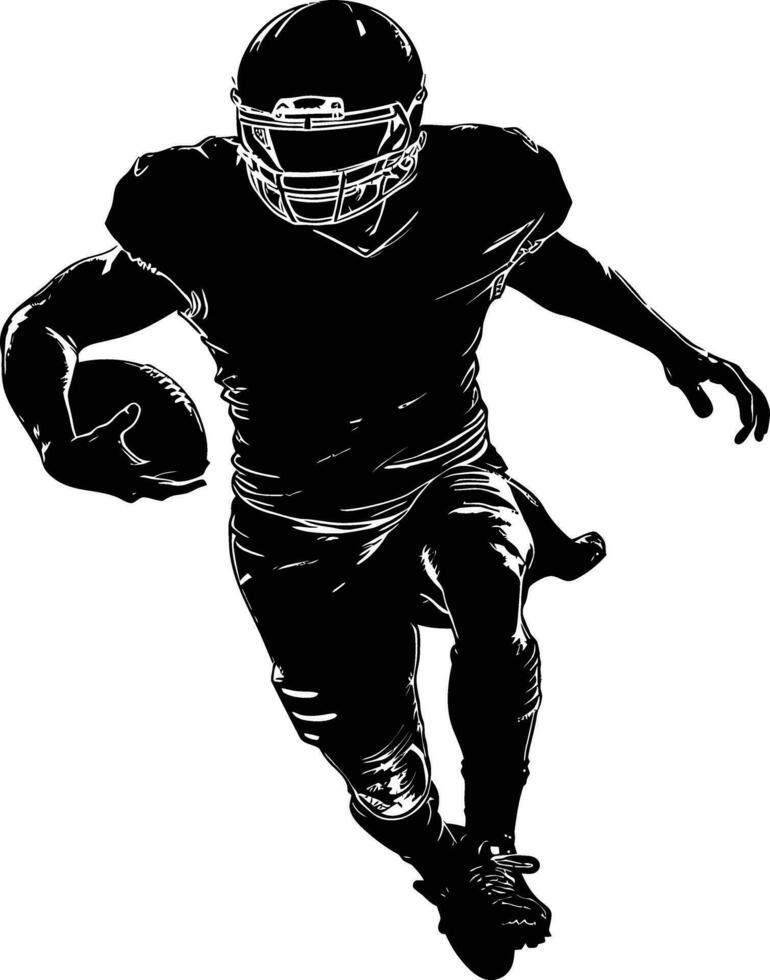 AI generated Silhouette american football player full body black color only vector