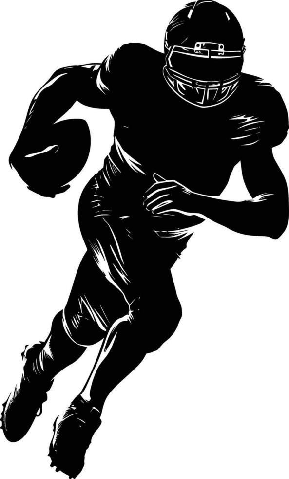 AI generated Silhouette american football player full body black color only vector