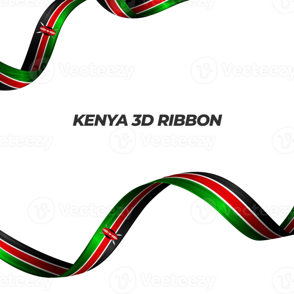 Ribbon with kenya flag color 3d png