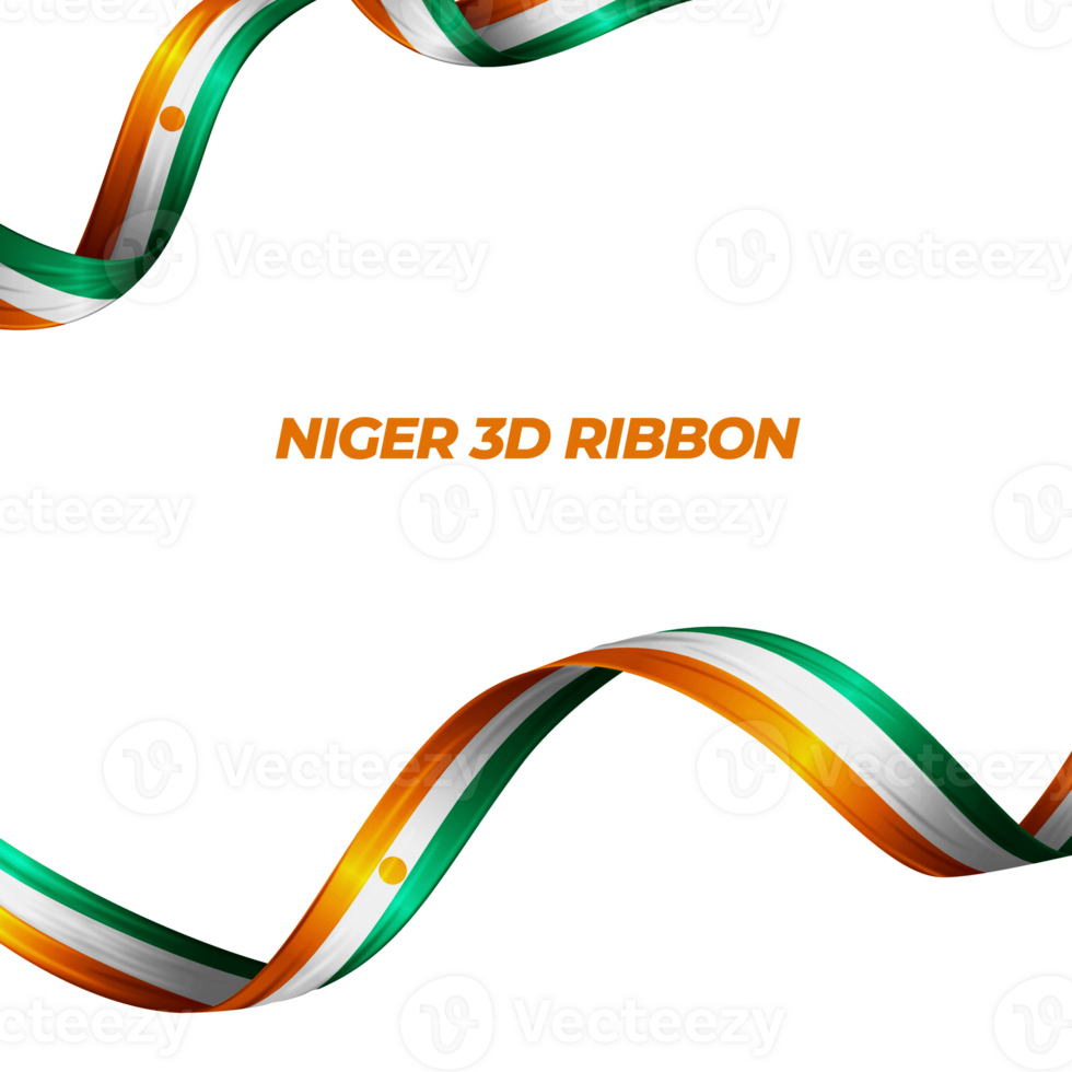 Ribbon with niger flag color 3d png