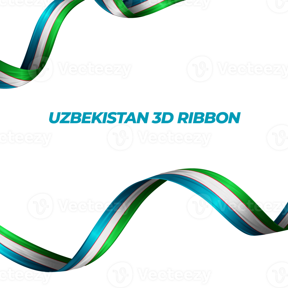 Ribbon with uzbekistan flag color 3d png