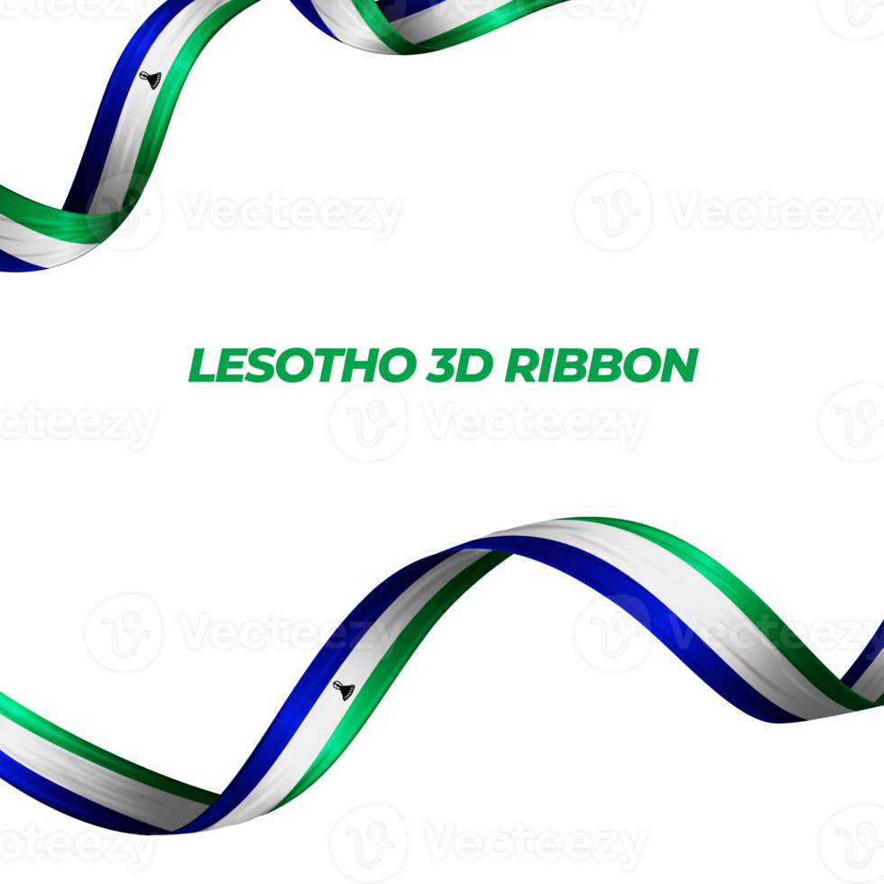 Ribbon with lesotho flag color 3d png