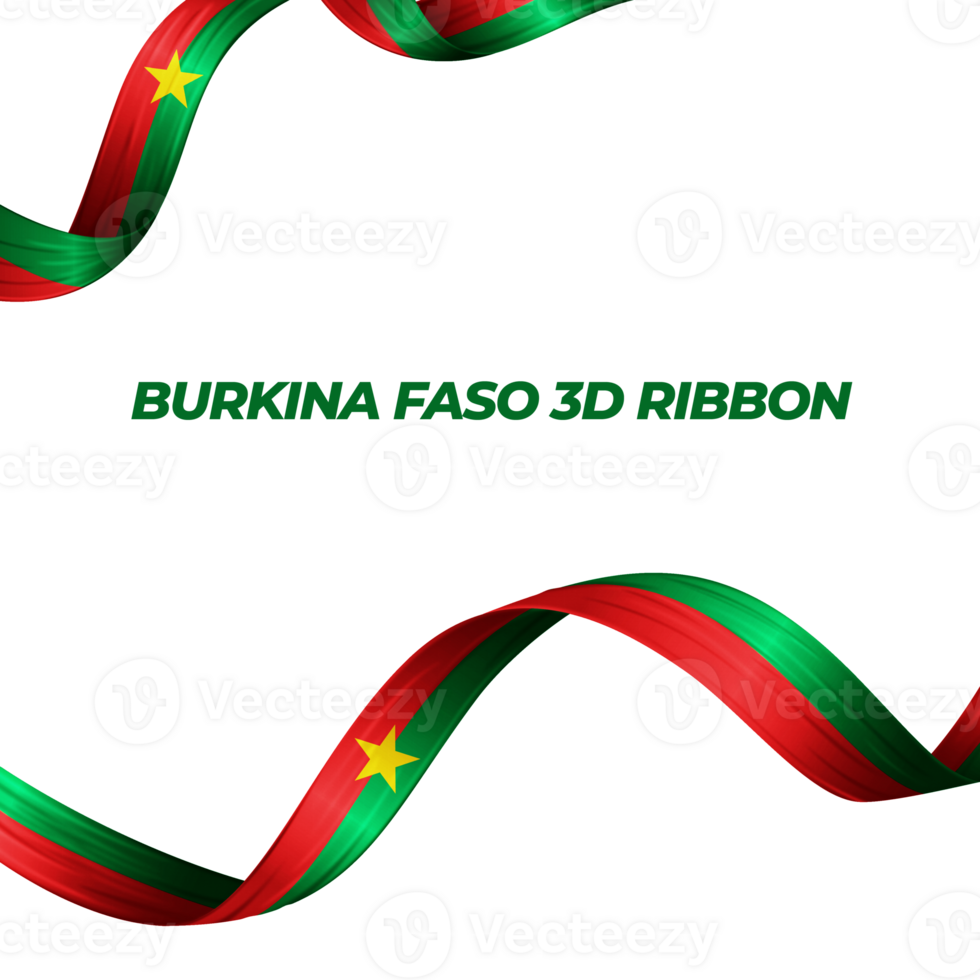 Ribbon with burkina faso flag color 3d png