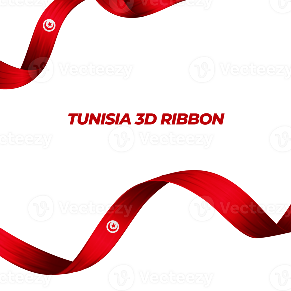 Ribbon with tunisia flag color 3d png
