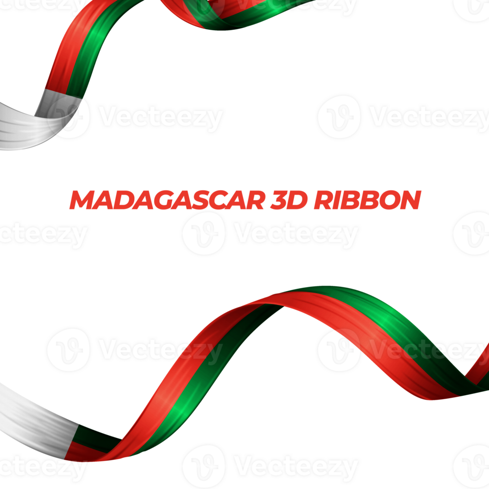 Ribbon with madagascar flag color 3d png