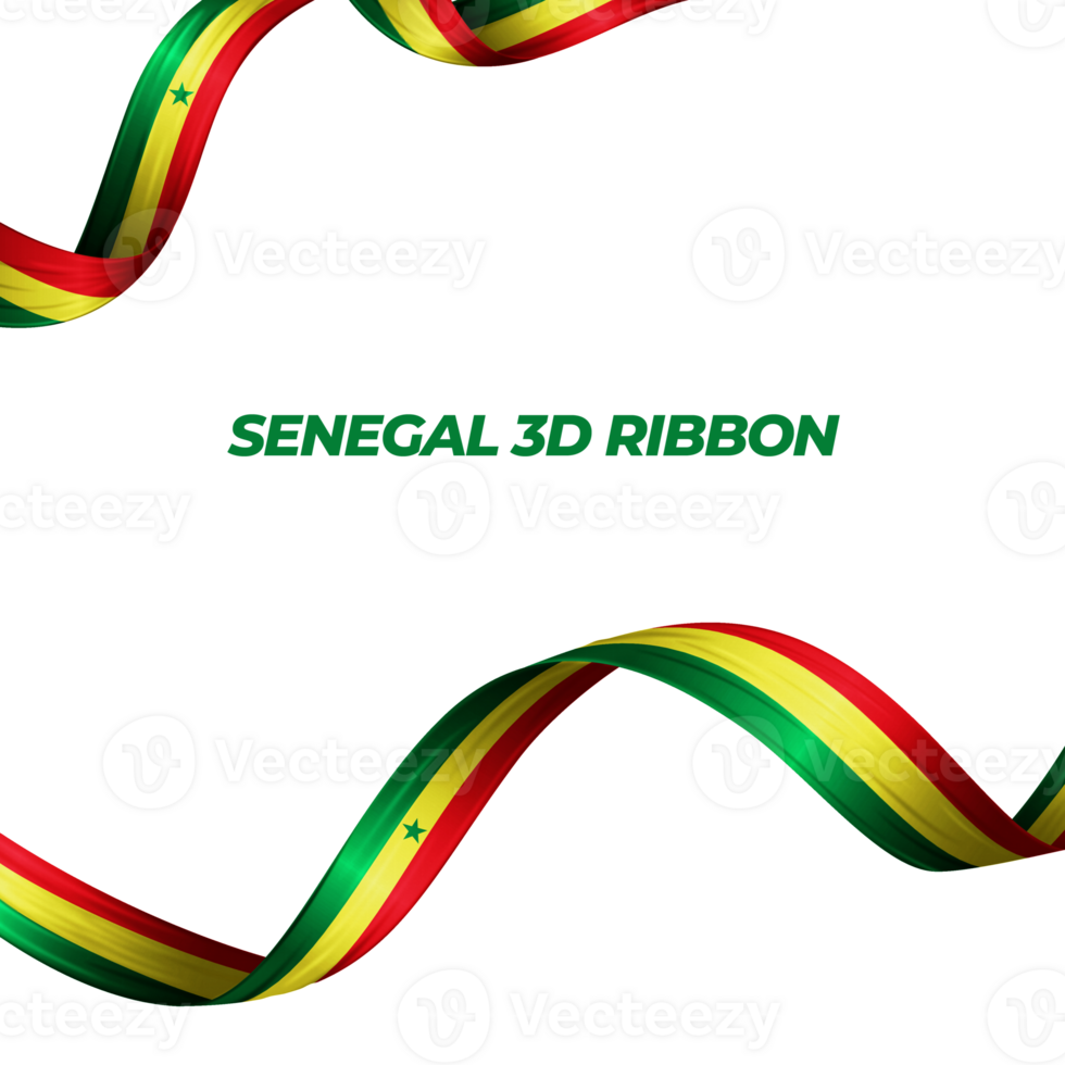 Ribbon with senegal flag color 3d png