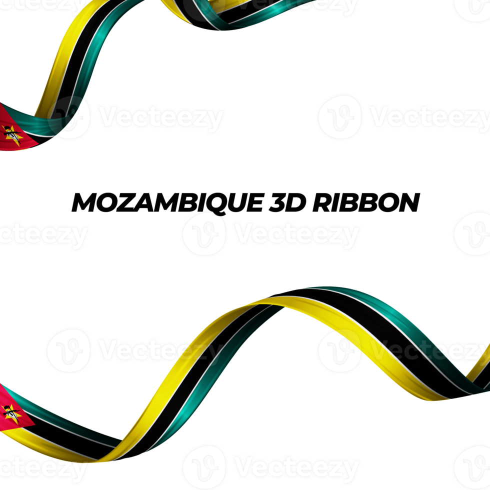 Ribbon with mozambique flag color 3d png