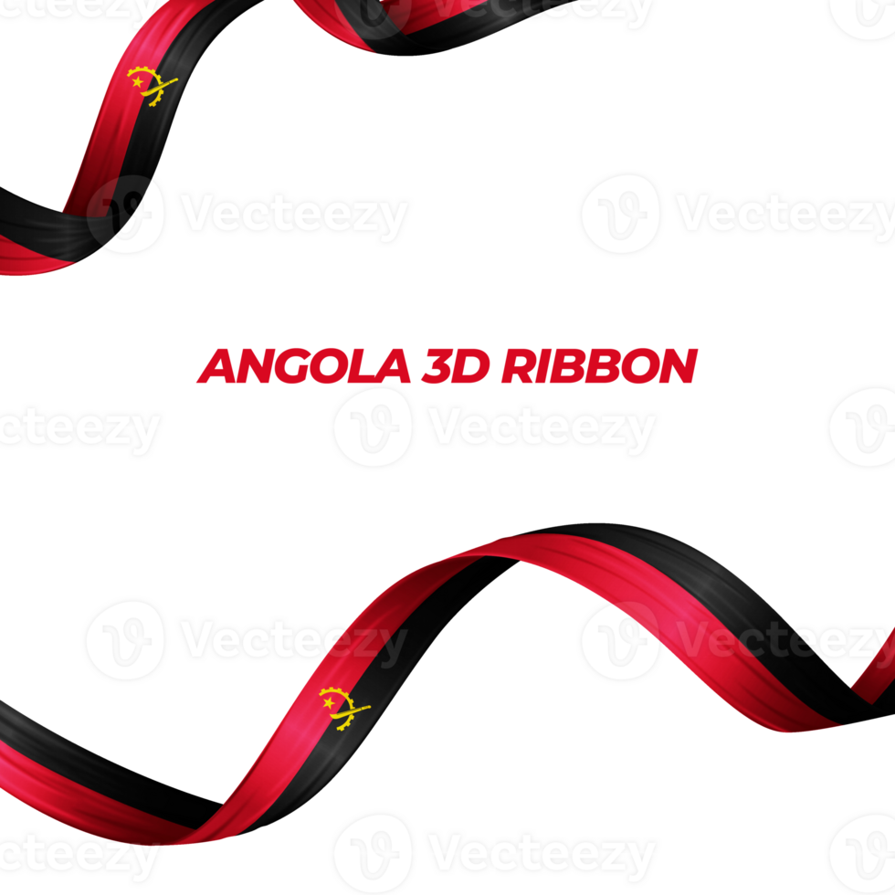 Ribbon with angola flag color 3d png