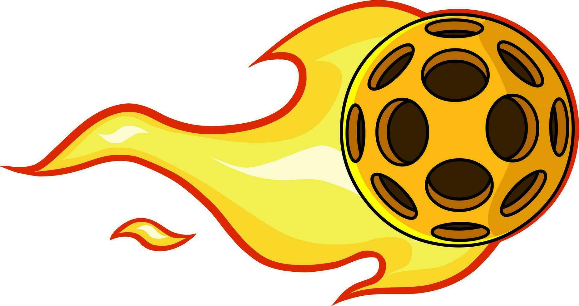 Cartoon Pickleball Ball With A Trail Of Flames. Vector Hand Drawn Illustration