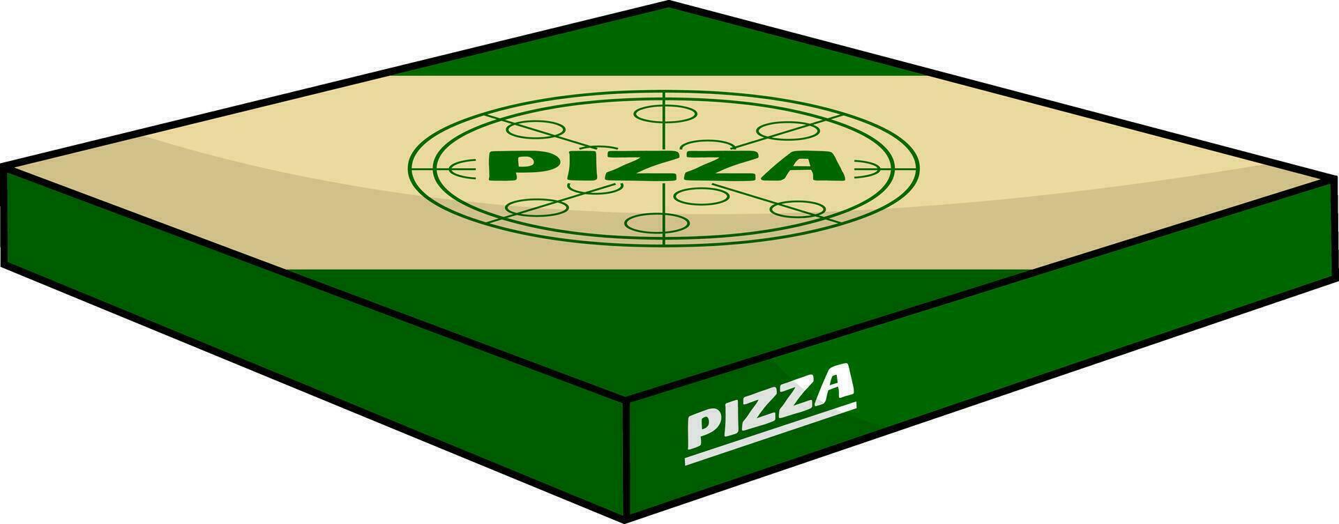 Cartoon Square Carton Pizza Box. Vector Hand Drawn Illustration