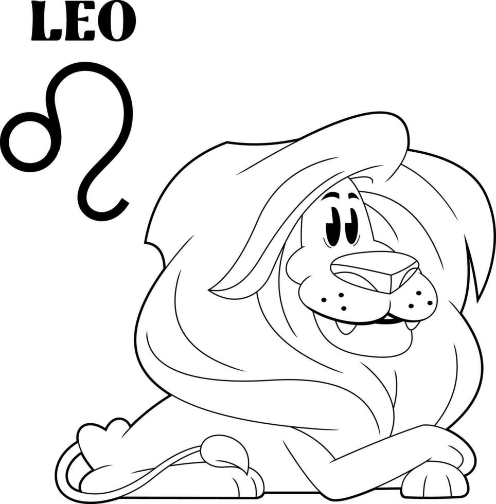 resumido León dibujos animados personaje horóscopo zodíaco signo. vector mano dibujado ilustración