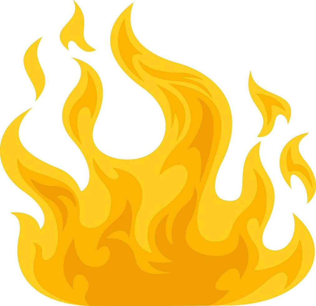 Cartoon Cartoon Fire Flames. Vector Hand Drawn Illustration